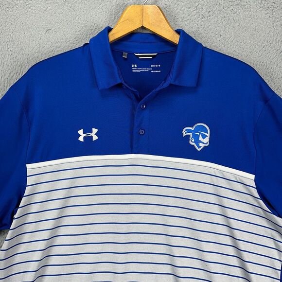 Seton Hall Pirates Polo Shirt Mens Large Heat Gear Blue Colorblock Under Armour